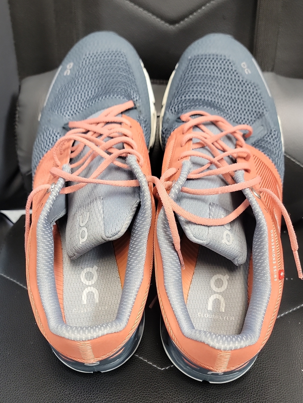 On Running Women's Blue and Coral Athletic Running Shoes